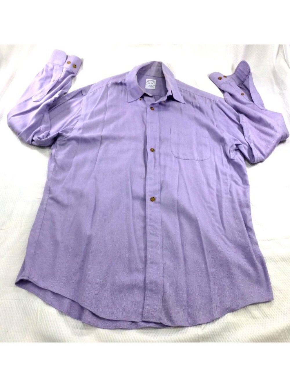 Brooks Brothers Purple Herringbone Cotton Cashmere Non-Iron Button Up Shirt L